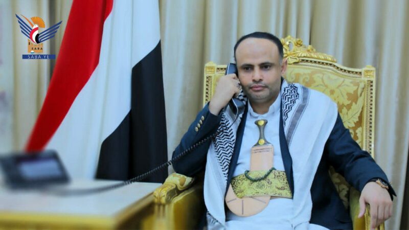 الرئيس المشاط يتلقى اتصالاً هاتفياً من رئيس الجمهورية الإسلامية الإيرانية