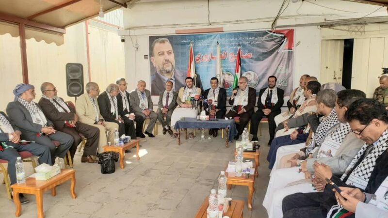 تنظيم التصحيح يقوم بزيارة الى مكتب حماس بصنعاء لتقديم واجب العزاء في استشهاد القيادي صالح العاروري